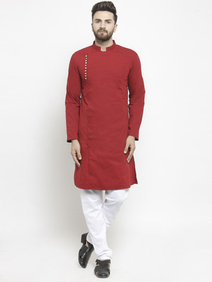 Moda Rapido Men Solid Straight Kurta(Maroon)