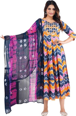 Shree Gulmohar Fashion Women Animal Print Anarkali Kurta(Purple)