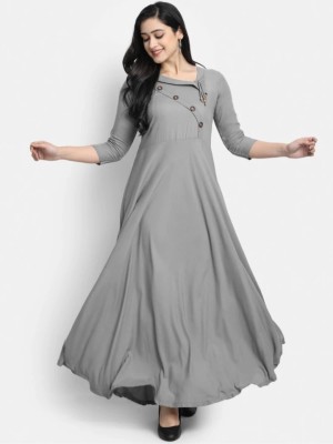 Ranawatintrend Women Solid Anarkali Kurta(Grey)