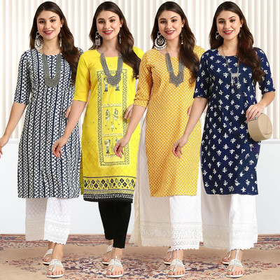 1 Stop Fashion Women Printed A-line Kurta(Multicolor)