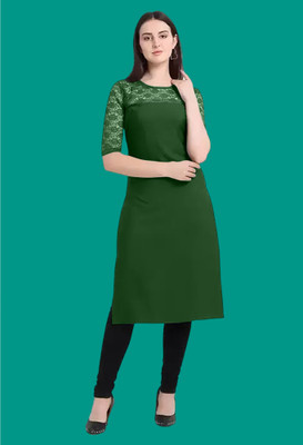 Maheshvi Women Self Design Straight Kurta(Green)