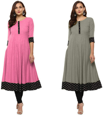 VISVA DESIGNER Women Solid Anarkali Kurta(Multicolor)