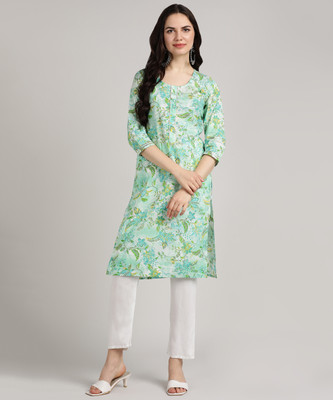 Blocks Of India Women Printed A-line Kurta(Green)