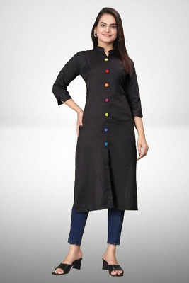 HouseOfCommon Women Printed Anarkali Kurta(Black)