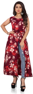 Modli 20 Fashion Women Floral Print Anarkali Kurta(Red)