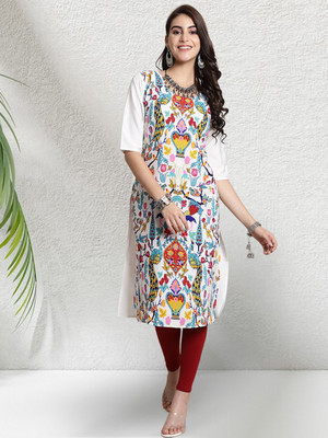 1 Stop Fashion Women Printed A-line Kurta(Pink)
