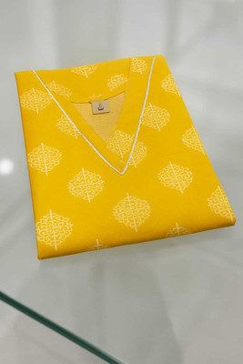 JSM Creations Women Printed, Geometric Print A-line Kurta(Yellow)