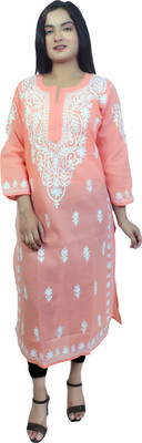 Sidra handicraft Women Embroidered Straight Kurta(Pink)