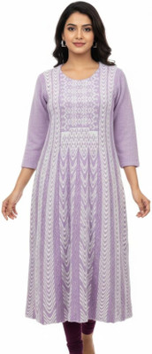 Fashion Point Women Solid Anarkali Kurta(Purple)