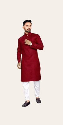 SHIVGARMENT Men Solid A-line Kurta(Maroon)
