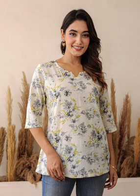 Label Adrija Casual Printed Women Yellow Top