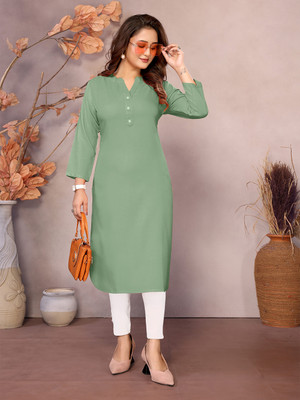 jimory Women Solid A-line Kurta(Light Green)