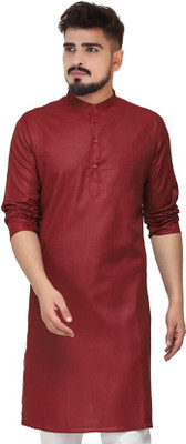 Anilclot Hub Men Solid Straight Kurta(Maroon)