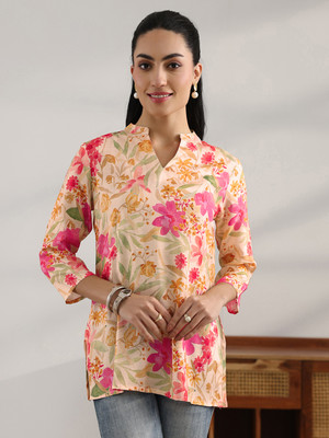 LIBAS Women Printed Straight Kurta(Yellow)