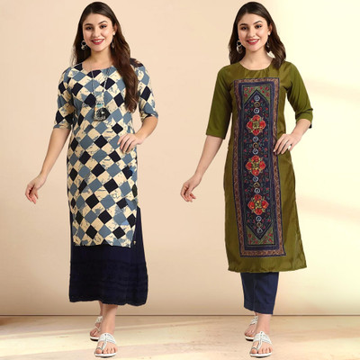 EthnicBasket Women Printed A-line Kurta(Multicolor)