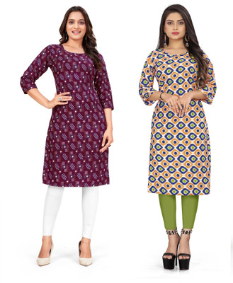 deshmi fashion Women Printed Straight Kurta(Multicolor)