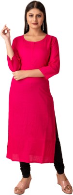 nayan Women Solid Straight Kurta(Pink)