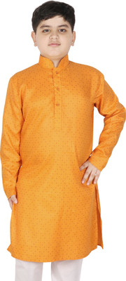 SG YUVRAJ Boys Printed Straight Kurta(Yellow)