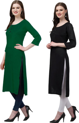 Coft Women Solid Straight Kurta(Multicolor)
