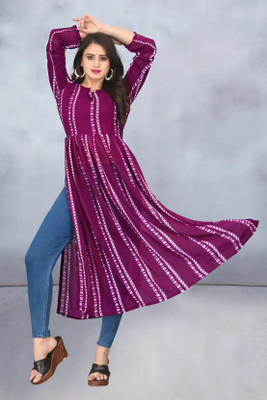 dealbazaars Women Printed Anarkali Kurta(Purple)