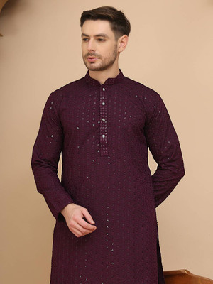 CHIRASVI Men Embroidered Straight Kurta(Multicolor)