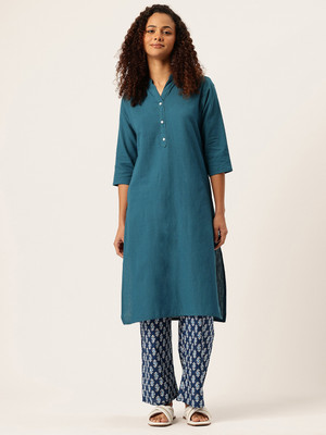 Feranoid Retail Women Solid Straight Kurta(Blue)