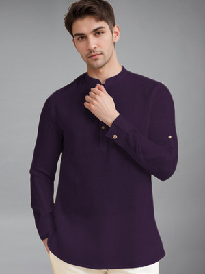 Vida Loca Men Solid A-line Kurta(Purple)