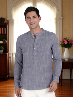 THE SOUL PATROL Men Solid Straight Kurta(Light Blue)