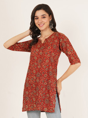 Ethic Glance Women Printed A-line Kurta(Red)