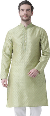 SG LEMAN Men Self Design Straight Kurta(Light Green)