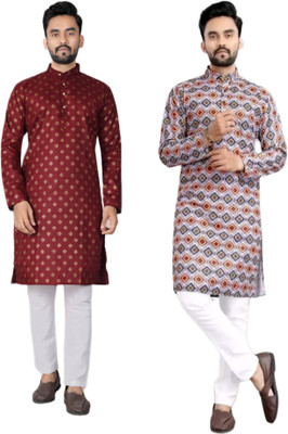DHASU TRENDZ Men Printed Straight Kurta(Multicolor)