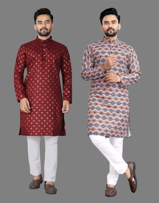 DHASU TRENDZ Men Printed Straight Kurta(Multicolor)
