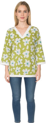 HindustaniLihaj Women Printed Straight Kurta(Green)