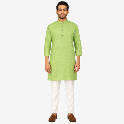 Tarannum Men Solid Straight Kurta(Light Green)