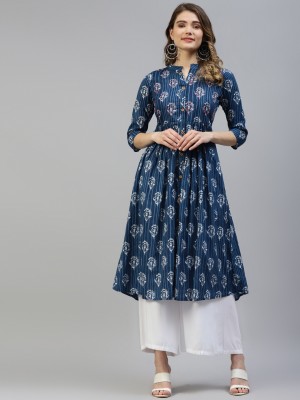 Shobhangi Women Printed A-line Kurta(Blue)