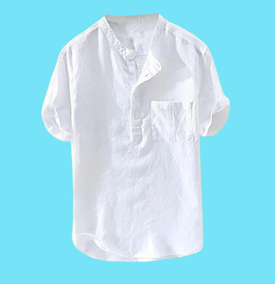 Super Westron Men Solid Straight Kurta(White)