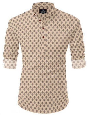 Ganesh Creation GC Men Striped Straight Kurta(Beige)