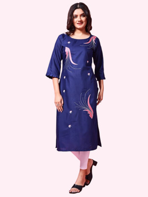 DB Fashion Women Printed A-line Kurta(Blue)