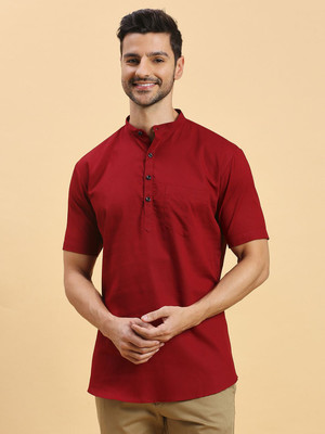 Rajubhai Hargovindas Men Solid Straight Kurta(Red)