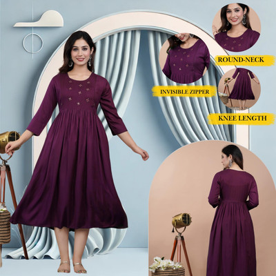 simran Women Solid, Embellished Anarkali Kurta(Maroon)