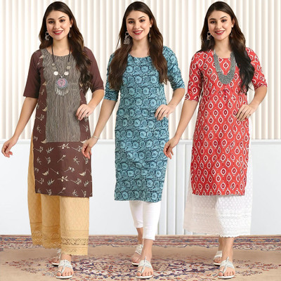 1 Stop Fashion Women Printed A-line Kurta(Multicolor)