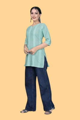 Texpaz Women Solid Anarkali Kurta(Blue)