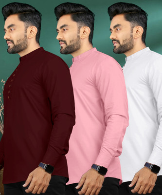 ISHQY Men Solid Straight Kurta(Multicolor)