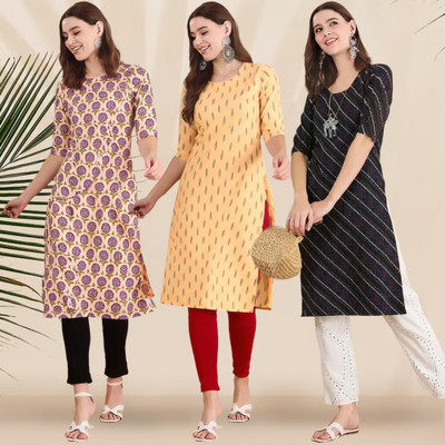 1 Stop Fashion Women Printed Straight Kurta(Multicolor)