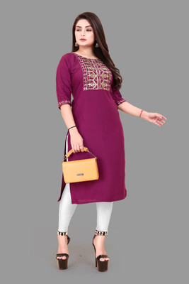 Jayshree Fab Women Embroidered A-line Kurta(Purple)