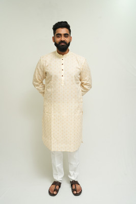 Bhaartiya Ethnic Men Printed Straight Kurta(Light Blue)