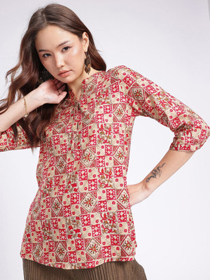 Anouk Rustic Women Printed A-line Kurta(Red)