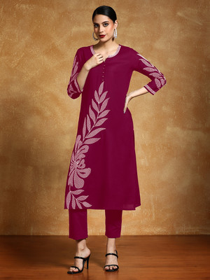 Varanga Women Printed Straight Kurta(Maroon)