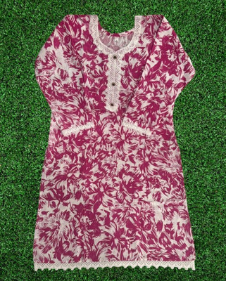 bhomik Women Printed A-line Kurta(Pink)