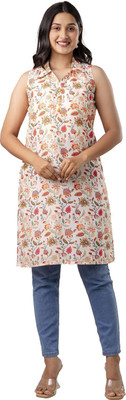 RAISHREE Women Printed Straight Kurta(White)